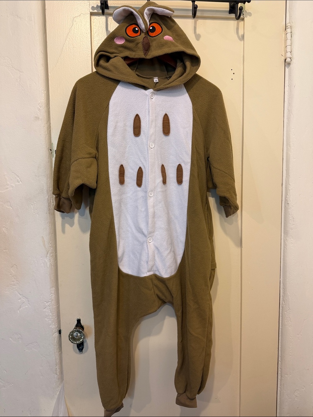 Halloween 🎃 Kids Brown Owl Fleece One-Piece Hooded 7/8